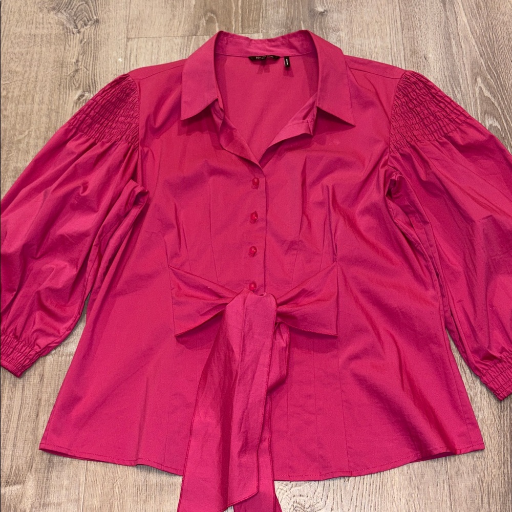 NIC+ZOE Fuchsia Blouse with Bow Accent